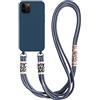 Bakicey Custodia per iPhone 13 Pro Max, con tracolla in silicone liquido con cordino da appendere, custodia protettiva con elegante cordino per iPhone 13 Pro Max, blu mattone