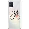 Mixroom - Cover Custodia Case In TPU Silicone Morbida Sfondo Trasparente Per Samsung Galaxy M52 5G Fantasia Iniziali Lettera A con fiori