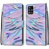 Mo-Somnus Cover per Samsung Galaxy A51 5G, Custodia in PU Pelle Magnetica Libro Flip Caso Antiurto Portafoglio [Supporto Stand] con Porta Carte e Cinturino da Polso Wallet Case (Fluorescente)
