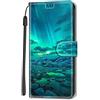 CUAgain-EU Cover Compatibile per Samsung Galaxy S9 Pelle Silicone Portafoglio Magnetica con Disegni Motivo Animale Flip Custodia Antiurto Resistente Libro Case Donna Uomo - Verde