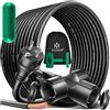 KESSER® Cavo di prolunga da 15 m, con 3 prese Schuko con cappuccio protettivo, per esterni, per interni ed esterni, cavo di distribuzione, 230 V, IP44, cavo di alimentazione da cantiere