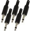 Aerzetix - C44098 - Set di 5 connettori - Jack Maschio 3.5mm - Mono - con Passacavo - a Saldare - Dritto - Nero