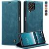 WenBaby CaseMe Cover per Samsung Galaxy M33 5G, Magnetica Cover a Libro con Slot per Schede, Custodia in PU Pelle Portafoglio per Galaxy M33 5G, Blu