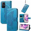 JIUNINE Cover per Xiaomi Redmi Note 12S, Custodia Libro in Pelle Portafoglio Case Flip Antiurto con Disegni di Farfalla [Porta Carte] [Magnetica] [Interno TPU] per Redmi Note 12S, Blu