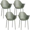 Outsunny Set 4 Sedie da Giardino con Piedini Antiscivolo, in PP e Acciaio, 59x55x84 cm, Verde | Aosom Italy