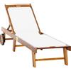 Outsunny Sdraio da Giardino con Schienale Regolabile con Ruote, per Balcone, in Legno di Acacia, 190x60x88 cm | Aosom Italy