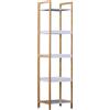 HOMCOM Scaffale Portaoggetti a 5 Ripiani in Bambù per Ingresso, Bagno e Ufficio, 32x30x130 cm, Bianco | Aosom Italy