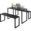 Outsunny Set da Pranzo, 3 Pezzi, 2 Panche e 1 Tavolino, per 4 Persone, in Metallo, Nero | Aosom Italy