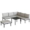 Outsunny Set Lounge da Giardino 5-6 Persone con Divano 2 Posti, 2 Sedie, Poltrona Angolare Tavolo a Listelli e Poggiapiedi | Aosom Italy