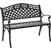 Outsunny Panchina da Giardino 2 Posti in Alluminio con Braccioli, Stile Rustico, 102,5x61x84 cm, Nero | Aosom Italy