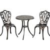 Outsunny Set da Giardino per 2 Persone, 2 Sedie e Tavolo Rotondo in Alluminio Pressofuso dal Fascino Retrò, Bronzo | Aosom Italy