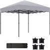 Outsunny Gazebo Pieghevole 3x3 m, Tenda da Giardino con Altezza Regolabile, Borsa e Ruote, per Giardino e Terrazza, in Metallo e Tessuto, Grigio Chiaro | Aosom Italy