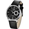 TYBERLEY Orologio da uomo vintage VH65 Movimento al quarzo Acciaio inossidabile cinturino in pelle impermeabile Business sportive Orologio da polso Data Display PD1654
