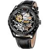 FORSINING Orologio da uomo meccanico a carica manuale, con scheletro, 20 mm, cinturino in pelle, alla moda, da lavoro, automatico, da polso