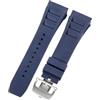 ROUHO 25mm Cinturino di Ricambio in Gomma Premium, Bracciale Regolabile in Silicone per Richard Mille RM-11-Blu + Argento Fibbia
