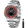 SACOSDING Orologi da Uomo, Orologio Analogico al Quarzo in Stile Roulette Unico, Orologio da Polso Impermeabile da 45MM con Grande Quadrante in Lega, Luminoso, Cinturino in Pelle Squisito e Durevole