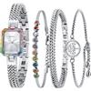 BERNY Orologio da donna Petite Orologi da donna Bracciale Pietre Colorate Accentuate Cassa 3ATM Impermeabile Donna Elegante Orologio e Bracciale Set