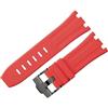 ROUHO 28mm Flessibile Fibbia ad Ardiglione Cinturini in Silicone, Impermeabile Braccialetto Silicone per Audemars Piguet Royal Oak Offshore 15710 15703-Rosso + Nero Fibbia