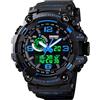 Gosasa Orologio da uomo, multifunzione, militare, S-Shock, sportivo, digitale, impermeabile, con allarme