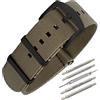 masar 22mm Premium NATO Khaki - Universel - Cinturini per orologi - Strap Kaki, 22 mm Acciaio Nero