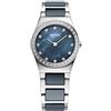 BERING 32426-707 Orologio da polso al quarzo da donna, cassa in acciaio inox color argento da 26 mm, quadrante blu, cinturino in acciaio inox con elementi in ceramica, 5 ATM