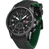 KXAITO Orologio sportivo analogico da uomo, orologio militare per esterni, a LED, cronometro, digitale, elettronico, grande, doppio schermo, impermeabile, tattico, da uomo, 0379 g nero e verde, L
