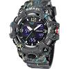 Smael - Orologio da uomo militare, impermeabile, sportivo, con data, multifunzione, LED, sveglia, cronometro, orologio digitale, Large Face, Cinturino