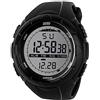 SKMEI Orologio sportivo digitale da uomo, impermeabile, 50 m, militare, per attività all'aperto, nero, grande viso con cronografo, allarme antiurto a LED