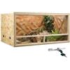 GECKOX OSB, terrario in legno, 120 x 60 x 60 cm, con ventilazione laterale, set di modanature: senza set di modanature, pacchetto di sicurezza