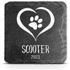 TULLUN Targa commemorativa personalizzabile per animali domestici, gatti, cani, in ardesia, con cornice in pietra e zampe, dimensioni 10,2 x 10,2 cm o 100 x 100 mm, cuore