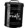 Ioensy Contenitore per Biscotti Cane Barattolo Porta Biscotti Animali Porta Crocchette Cane con Coperchio Ermetico in Ferro Galvanizzato Facile da Pulire ADA, Nero