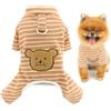 SMALLLEE_LUCKY_STORE Pigiama per cani foderato in pile a righe per cani di taglia piccola piccola calda tuta con anello a D carino orso pullover a quattro gambe pigiama accogliente inverno autunno