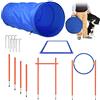 NAIZY Set di attrezzature per cani agility, set di allenamento con aste per slalom, anello regolabile, barra per saltare alta, campo di pausa, tunnel per cani, set di allenamento per animali domestici