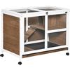 PawHut Conigliera in Legno a 2 Livelli Casetta 91.5x53.3x73cm Marrone
