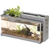 Xoeryoy Piccolo acquario con pompa USB e luce, 12 x 6,5 x 5 acquario con porta di alimentazione, acquario in plastica con decorazione di perline, acquario a basso rumore a circolazione d'acqua per la casa