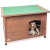 AqpetFriends Baita Cuccia in Legno da Esterno per Cani con Tetto Apribile e Tende Termiche incluse, Medium 104x68x75 h