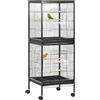 PawHut Gabbia per Uccelli 2 in 1 Voliera per Interni 51.5x50x140 cm Nero