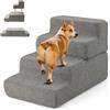 COSTWAY Scalette in Schiuma a 4 Gradini, Rampa per Cani Pieghevole con Fondo Antiscivolo e Copertura Rimovibile e Lavabile per Letto Alto Divano, Scala per Cani e Gatti, 60 x 40 x 40 cm