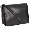 A1 FASHION GOODS Borsa a tracolla da donna in pelle nera, formato A4, grande, A53, Nero , Large