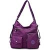 BHUJIA Borsa da donna, borsa in nylon di grande capacità, leggera, multi-posteriore, monospalla, zaino a tracolla, borsa da viaggio, Viola brillante