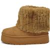IF Stivali Stivaletti Caldi Invernali Da Donna Al Polpaccio Con Pelo Pelliccia Platform Zeppa Camoscio Sintetico T004 Camel N.39