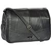 A1 FASHION GOODS Borsa a tracolla classica da donna in morbida pelle nera con patta - PAT, Nero , Medium