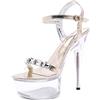 GAOword Sexy Tacchi Altissimi 15CM Pantofole con Plateau A Spillo Scarpe in Cristallo Trasparente Scarpe da Sposa con Tacchi Alti da Banchetto,d'oro,37 EU