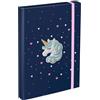 Baagl Cartella portadocumenti per cartella scolastica, formato A4, per bambini, con elastico e alette interne, raccoglitore con elastico, per ragazze (Unicorn Gold)