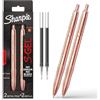 Sharpie S-Gel, penna gel, corpo in metallo rame, punta media (0,7 mm), inchiostro nero, include 2 penne e 2 ricariche di inchiostro aggiuntive