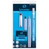 Schneider Ceod Shiny 74868 - Set da scrittura con penna stilografica, penna roller, killer (destrorsi e mancini, pennino M, con cartucce d'inchiostro blu reale, colore: lilla
