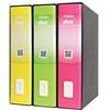 Esselte TriDox Trendy Dox2 Confezione da 3 Raccoglitori con Meccanismo a Leva in Formato Protocollo, 8,5 cm x 35,2 cm x 28,8 cm - Fucsia, Giallo e Verde,
