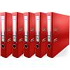 Netuno 5x raccoglitore ad 2 anelli a4 dorso 5 cm rosso registratore a leva con anelli raccoglitore carte registratore archivio faldone portadocumenti dossier ufficio archiviazione documenti
