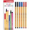 STABILO point 88 - Penna a punta fine, spessore tratto fine 0,4 mm, confezione da 6 penne (nero, blu, rosso)