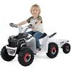 COSTWAY Quad Elettrico per Bambini, ATV elettrico con Rimorchio Posteriore, Macchina Giocattolo a Motore con Ruote Resistenti, 2-3 km/h, Veicolo per Bambini 3 Anni+ (Bianco)